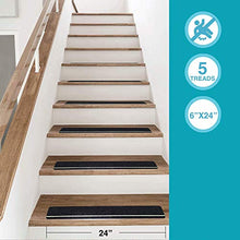Load image into Gallery viewer, S&amp;X Stair Treads Non Slip Tape with Photoluminescent Stripe,Glow in The Dark Anti Slip Tape,High Traction Friction Abrasive Adhesive Tape,Indoor &amp; Outdoor,6 Inch X 24 Inch,5 Pack,Black
