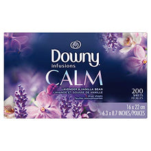 Load image into Gallery viewer, Downy Infusions Dryer Sheets Laundry Fabric Softener, Calm Scent, Lavender &amp; Vanilla Bean, 200 Count
