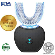 Load image into Gallery viewer, V-White Electric Toothbrush Adults - Ultrasonic U-Shaped Toothbrushes for Teeth Whitening - 360° Mouth Cleansing, Hands free Gums Protection - Wireless Charging &amp; LED Light - Waterproof IPX7 Certified
