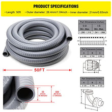 Load image into Gallery viewer, Liquid-Tight Conduit and Connector Kit,Flexible Non Metallic Liquid Tight Electrical Conduit,3/4inch 50ft Electrical Conduit Kit,with 2 Straight and 2 Angle Fittings Included,3/4 in. Dia
