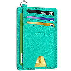 EcoVision Slim Minimalist Front Pocket Wallet, RFID Blocking Credit Card Holder Wallet with Detachable D-Shackle for Men Women