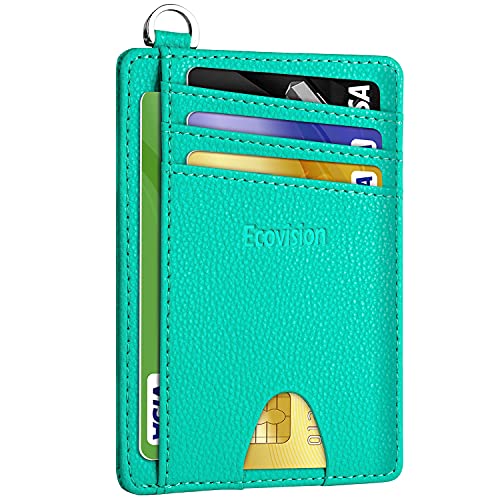 EcoVision Slim Minimalist Front Pocket Wallet, RFID Blocking Credit Card Holder Wallet with Detachable D-Shackle for Men Women