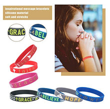 Load image into Gallery viewer, Florideco 10Pcs Silicone Inspirational Bracelets Set for Mens Women Religious Faith Rubber Wristbands Bracelet Bible Verse Message
