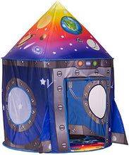 Load image into Gallery viewer, Rocket Ship Play Tent Playhouse | Unique Space and Planet Design for Indoor and Outdoor Fun, Imaginative Games &amp; Gift | Foldable Playhouse Toy + Carry Bag for Boys &amp; Girls | by Imagenius Toys
