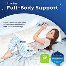 Load image into Gallery viewer, Snuggle-Pedic Full Body Pillow for Adults - Made in USA, 20 x 54 Long Pillow w/ Shredded Memory Foam &amp; Kool-Flow Pillow Cover, GreenGuard Gold Certified
