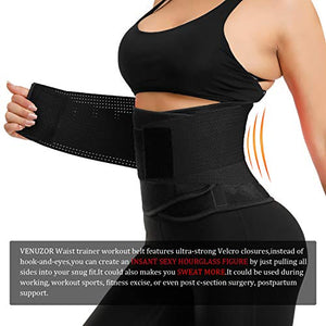 VENUZOR Waist Trainer Belt for Women - Waist Cincher Trimmer - Slimming Body Shaper Belt - Sport Girdle Belt (UP Graded) (Z1-Black, S)