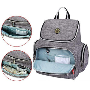 Qimiaobaby Multi-Function Baby Diaper Bag Backpack with Changing Pad and Portable Insulated Pocket (Grey)