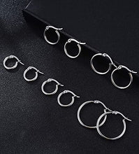 Load image into Gallery viewer, Tornito 5 Pairs Hoop Earrings Small Cartilage Tragus Endless Stainless Steel Round Click Top Segment Septum Nose Lip Ring Twisted Cute Huggie Earrings for Women Girls
