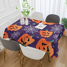 Load image into Gallery viewer, ALAZA Halloween Seamless Pattern with Flat Icons Purple Background Tablecolth Table Cover for Party Dining Room Kitchen Decor,54 X 54,Stain and Wrinkle Resistant Washable Rectangle Table Cloth
