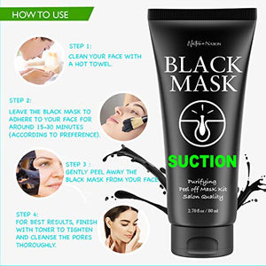 Blackhead Remover Mask Valuable 3-in-1 Kit Nature Nation Purifying Peel Off Mask, With 5 Blackhead & Pimple Comedone Extractors and Silicone Brush, Deep Cleansing Blackheads Removal Mask Kit