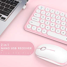 Load image into Gallery viewer, Wireless Keyboard and Mouse Combo, Jelly Comb 2.4G Slim Ergonomic Quiet Keyboard and Mouse with Round Keys for Windows, Laptop, PC, Notebook-White and Pink
