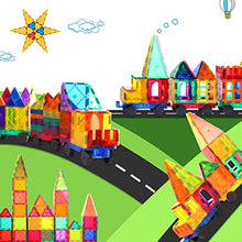Load image into Gallery viewer, Magnetic Tiles with 2 Cars, Building Blocks Magnets Toys for Kids Toddlers, Educational Toys for 3+, STEM Preschool Learning Toys &amp; Gifts for Kids Ages 3 4 5 6 Year Old Boys Girls
