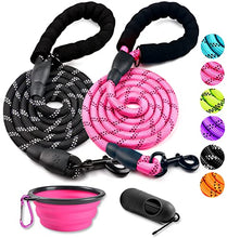 Load image into Gallery viewer, COOYOO 2 Pack Dog Leash 5 FT Heavy Duty - Comfortable Padded Handle - Reflective Dog Leash for Medium Large Dogs with Collapsible Pet Bowl
