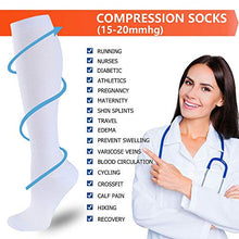 Load image into Gallery viewer, Compression Socks for Women and Men(1/3 Pairs)-Best for Running,Nursing,Circulation,Recovery &amp; Travel (White - 3 Pairs, Large/X-Large)
