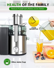 Load image into Gallery viewer, Healnitor 1000W 3-Speed LED Centrifugal Juicer Machines Vegetable and Fruit, 3.5" Big Wide Chute, Easy Clean, High Juice Yield, BPA Free, Stainless Steel
