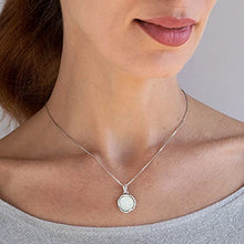 Load image into Gallery viewer, 925 Sterling Silver White Opal Necklace, Dainty 12mm Round Gemstone Pendant, October Birthstone Bridal Wedding Jewelry, Handmade Vintage Statement Jewel for Classy Brides and Women
