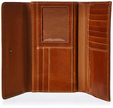 Load image into Gallery viewer, Timberland Women's Leather RFID Flap Wallet Clutch Organizer, Cognac (Buff Apache), One Size

