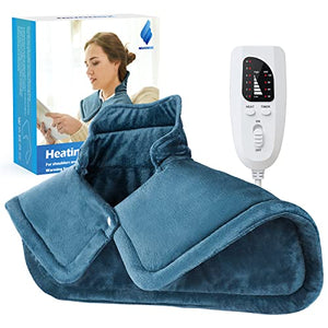 Heating Pad for Neck and Shoulders, 2lb Large Weighted Neck Heating Pad Electric for Neck Shoulder Pain Relief, 6 Heat Settings 4 Auto-Off, Gifts for Women Men Mom Dad, 16"x23" (Blue)