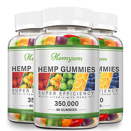 Hemp Seed Gummies Anxiety Stress Relief - Pain & Inflammation - Maximum Strength - Extract Hemp Oil - Sleep Aid Calm Mood Focus Relaxation - High Potency Edible Hemp Gummy Candy Bear Organic -（3Pack)