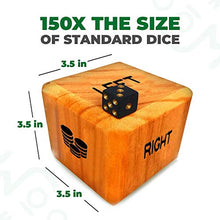 Load image into Gallery viewer, SWOOC Games - Giant Right Center Left Dice Game (All Weather) with 24 Large Chips &amp; Carry Bag - Jumbo Wooden Lawn Game - Big Backyard Game for Family - Indoor / Outdoor
