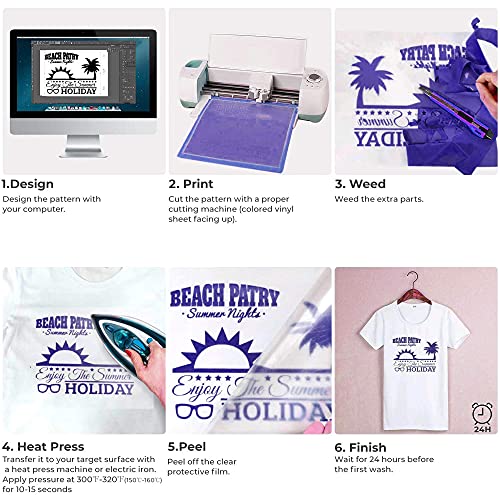 Load image into Gallery viewer, Lvoess HTV Heat Transfer Vinyl Bundle, 66 Pack 12" x 10" Iron on Vinyl Sheets with 3 Pcs Weeding Tools Set, Easy Cut & Weed, for Heat Press Design T-Shirts, Silhouette Cameo or Heat Press Machine