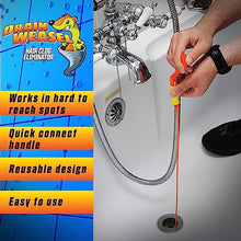 Load image into Gallery viewer, FlexiSnake Drain Weasel Sink Snake Cleaner - 18 inch - Drain Hair Clog Remover Tool with Rotating Handle &amp; 5 Wand Refills - Thin, Flexible, Easy to Use on Most Drains &amp; Grates - Made in USA - (5-Pack)
