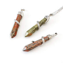 Load image into Gallery viewer, Creative Club Real Natural Unakite Hexagonal Pile Gemstone Pendant Necklace Healing Reiki Chakras Energy Rock 18 Inch (1pc) Women Men Mom Gift GGP-D9
