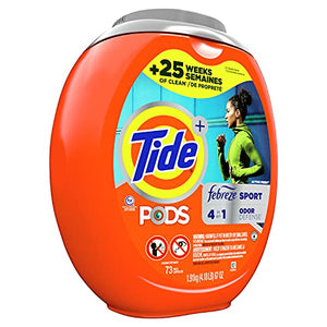 Tide PODS 4 in 1 Febreze Sport Odor Defense, Laundry Detergent Soap PODS, High Efficiency (HE), 73 Count