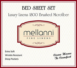 Mellanni Bed Sheet Set - Brushed Microfiber 1800 Bedding - Wrinkle, Fade, Stain Resistant - 4 Piece (King, White)