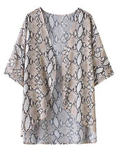 Load image into Gallery viewer, Women&#39;s Snake Print Tops Kimono Cover Ups Shirts Summer Chiffon Beach Boho Sheer Cardigan S
