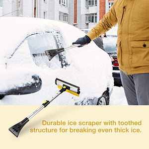 ISILER Extendable 4 in 1 Snow Removal Kit with Snow Shovel, Ice Scraper, Snow Brush and Squeegee for Cars Trucks