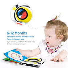 Load image into Gallery viewer, beiens Baby Books Toys, High Contrast Black and White Books Non Toxic Fabric Touch and Feel Crinkle Cloth Books Early Educational Stimulation Toys for Infants Toddlers, Baby Gift Soft Toys Mirror
