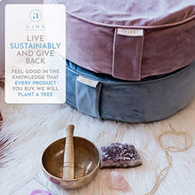 Load image into Gallery viewer, Buckwheat Meditation Cushion Round Zafu Yoga Pillow - Zafu Meditation Cushion Velvet with Zippered Organic Cotton Liner to Add or Remove Hulls | Machine Washable - Free Carry Bag (Celestite Crystal)
