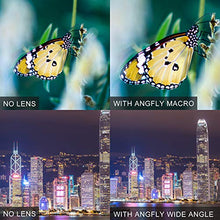 Load image into Gallery viewer, Phone Camera Lens Pro with Tripod - ANGFLY 4K HD 2 in 1 Aspherical Wide Angle Lens &amp; Super Macro Lens,Clip-On Cell Phone Camera Lenses Compatible with iPhone,Android,Samsung Mobile Phones and Tablets
