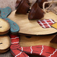 Load image into Gallery viewer, Partybus Christmas Tree Ornaments 2 Pack, Large Handmade Wood Reindeer with Burlap Hanging String Jingle Bells for Outdoor Holiday Home Door Decorations, Country Rustic Wooden Wall Décor
