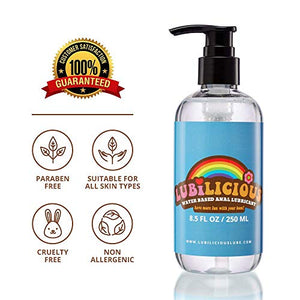 Lubilicious Anal Lube | Water Based Lubrication for Men & Women | Water Based Lube for Him & Her | Natural Water Based Lubricant | Personal Lubrication | Better Anal Lubricant | Anel Lube 8.5 oz