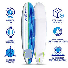 Load image into Gallery viewer, Wavestorm Classic Soft Top Foam 8ft Surfboard | Surfboard for Beginners and All Surfing Levels | Complete Board Set Including Accessories | Leash and Fins, Blue Brushed
