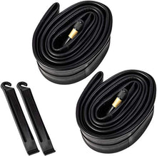 Load image into Gallery viewer, Bike Inner Tubes 2 PCS 700x23C 22 24 26x1.75/1.95/2.10/2.125 With 2 Tire Levers Bicycle Tube Multiple Sizes Replacement for 32mm 48mm Schrader Valve Durable Butyl Rubber Bike Tires Anti Puncture
