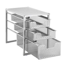 Load image into Gallery viewer, Simple Trending 3-Tier Under Sink Cabinet Organizer with Sliding Storage Drawer, Desktop Organizer for Kitchen Bathroom Office, Stackbale, Silver
