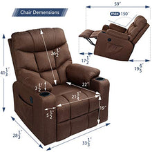 Load image into Gallery viewer, Esright Power Lift Chair Electric Recliner for Elderly Heated Vibration Massage Fabric Sofa Motorized Living Room Chair with Side Pocket and Cup Holders, USB Charge Port&amp;Massage Remote Control, Brown
