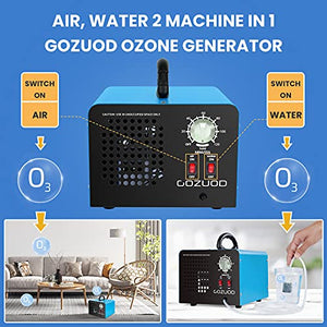 2 in 1 Ozone Generator 11,000 mg/h Multipurpose Ozone Machine Ionizer Air Purifier Deodorizer for Rooms, Cars, Smoke, Blue