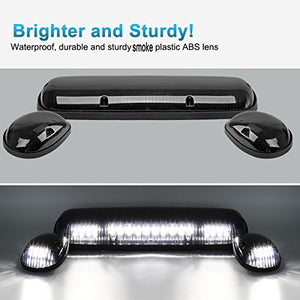 Partsam 3pcs Smoke Cover Lens White 30 LED Cab Marker Roof Running Top Lights Assembly + Wire Pack Compatible with Silverado/ Sierra 1500 1500HD 2500 2500HD 3500 2002 - 2007 Truck