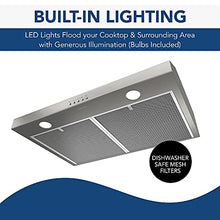 Load image into Gallery viewer, Broan-NuTone BCSQ130SS Three-Speed Glacier Under-Cabinet Range Hood with LED Lights ADA Capable, 1.5 Sones, 375 Max Blower CFM, 30", Stainless Steel
