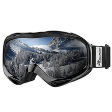 Load image into Gallery viewer, OutdoorMaster OTG Ski Goggles - Over Glasses Ski/Snowboard Goggles for Men, Women &amp; Youth - 100% UV Protection (Black Frame + VLT 10% Grey Lens with REVO Silver)

