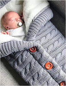 XMWEALTHY Unisex Infant Swaddle Blankets Soft Thick Fleece Knit Baby Girls Boys Stroller Wraps Baby Accessory Grey