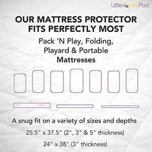 Little One's Pad Pack N Play Crib Mattress Cover - 27" X 39" - Fits Most Baby Portable Cribs, Play Yards and Foldable Mattresses - Waterproof, Dryer Safe - Comfy and Soft Fitted Crib Protector