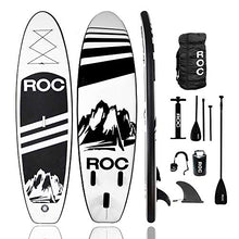 Load image into Gallery viewer, Roc Inflatable Stand Up Paddle Board with Premium sup Accessories &amp; Backpack, Non-Slip Deck, Waterproof Bag, Leash, Paddle and Hand Pump. (Black)

