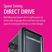 Load image into Gallery viewer, Chamberlain RJO20 Direct Drive Wall Mounted Space Saving Garage Door Opener, One Size, Black

