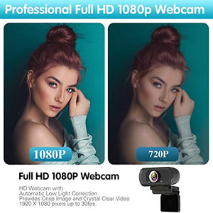 1080P Webcam,Live Streaming Web Camera with Stereo Microphone, Desktop or Laptop USB Webcam with 110 Degree View Angle, HD Webcam for Video Calling, Recording, Conferencing, Streaming, Gaming