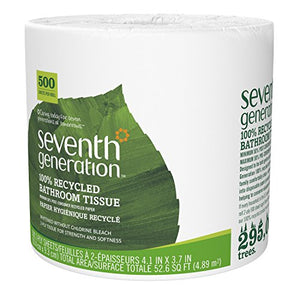 Seventh Generation White Toilet Paper 2-ply 100% Recycled Paper, 500 sheets, Pack of 60